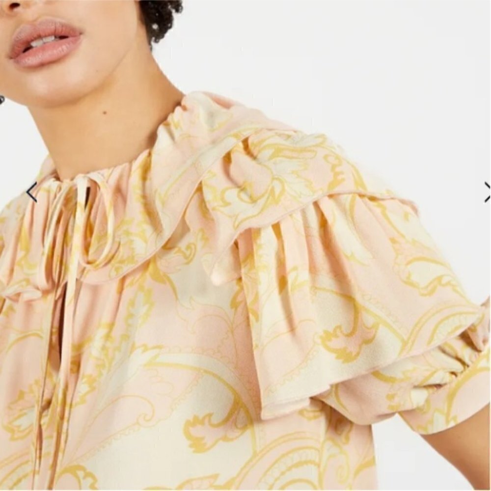 Ted Baker Frisis Frill Printed Top Blouse UK 4 US 10